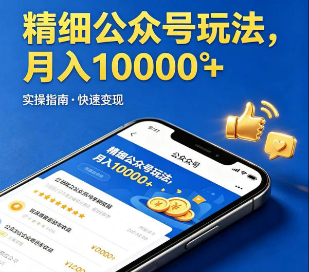精细化公众号玩法，我们给你提供文章，你来负责发布，收益可观，月入1W+【揭秘】-驿想项目网