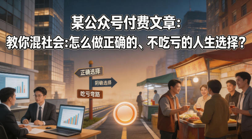 某公众号付费文章：教你混社会：怎么做正确的、不吃亏的人生选择？-驿想项目网