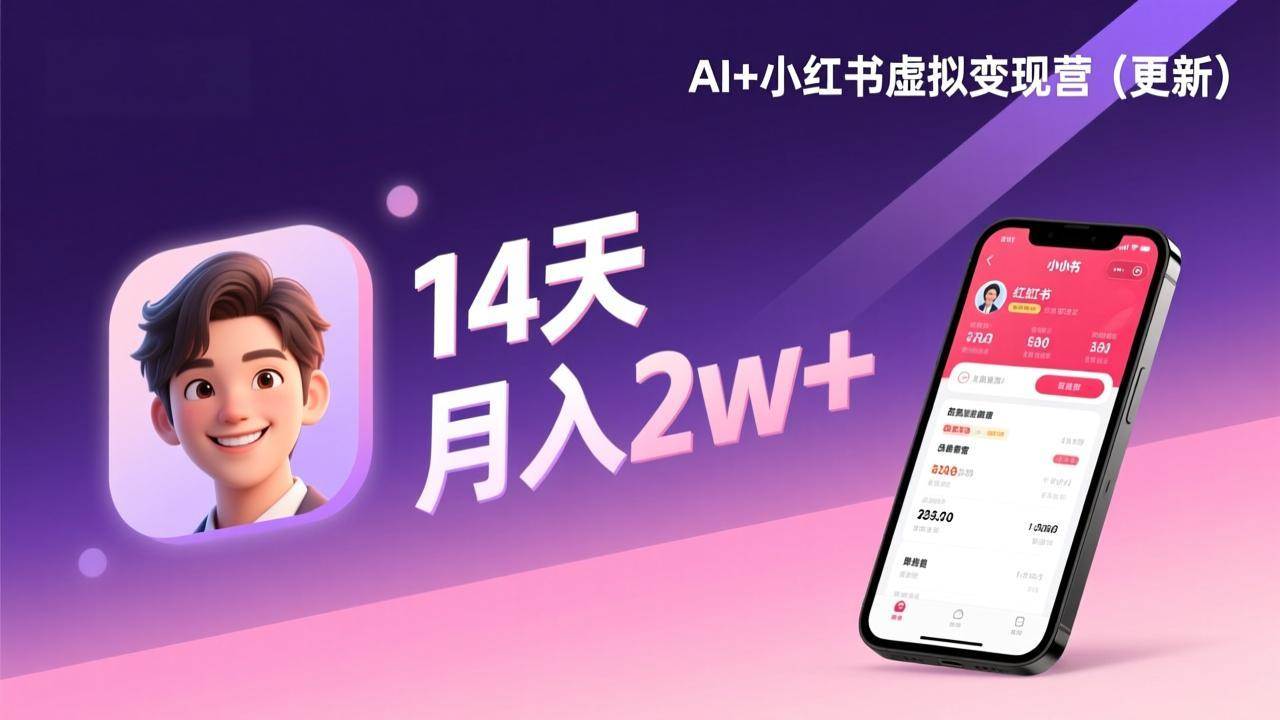 （17275期）AI+小红书虚拟变现营（更新），14天掌握选品、笔记、成交，打造自动化月入2w+事业-驿想项目网