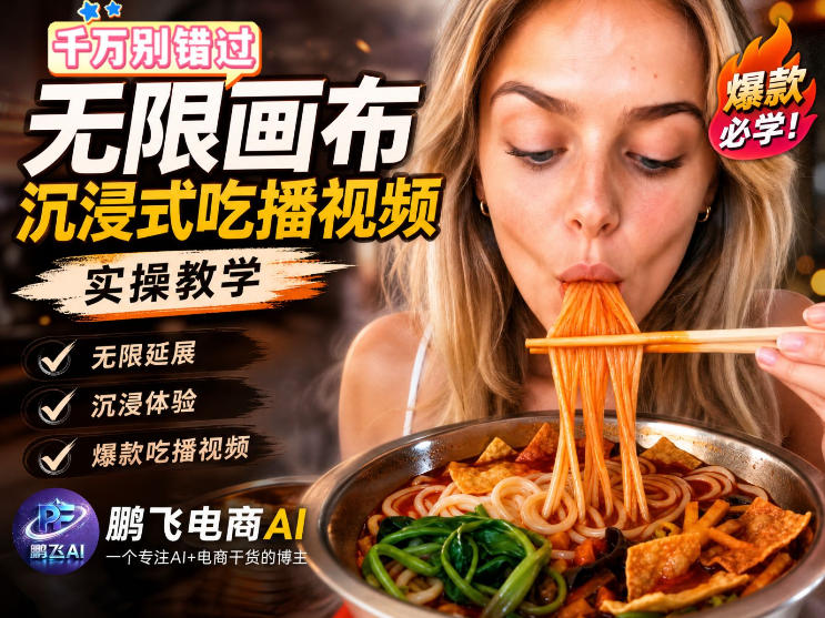 保姆级教程｜用AI无线画布做沉浸式吃播，3步直接出片，无线画布工作流，操作简单好上手-驿想项目网