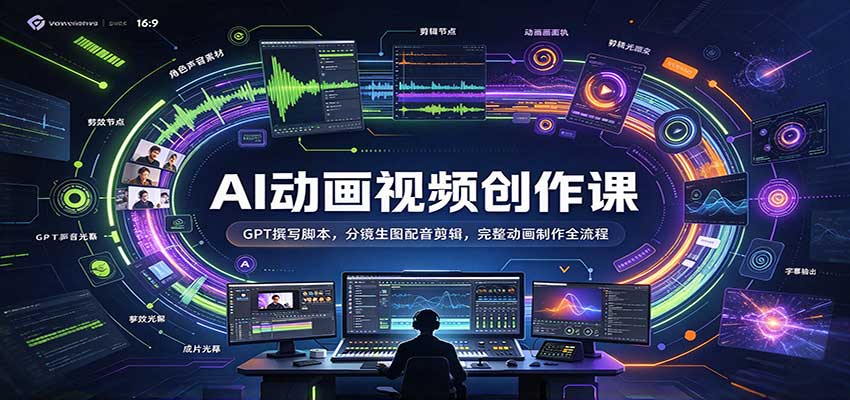 AI动画视频创作课：GPT撰写脚本，分镜生图配音剪辑，完整动画制作全流程-驿想项目网