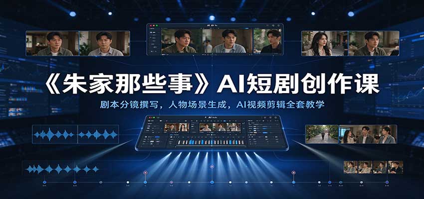 《朱家那些事》AI短剧创作课：剧本分镜撰写，人物场景生成，AI视频剪辑全套教学-驿想项目网