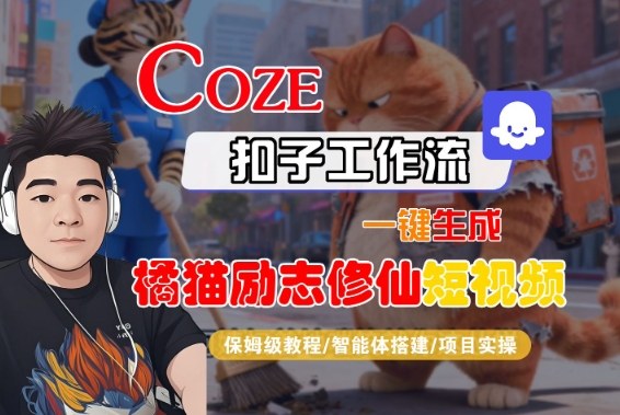 Coze扣子智能体工作流一键生成“橘猫励志修仙“短视频,全流程保姆级教学-驿想项目网