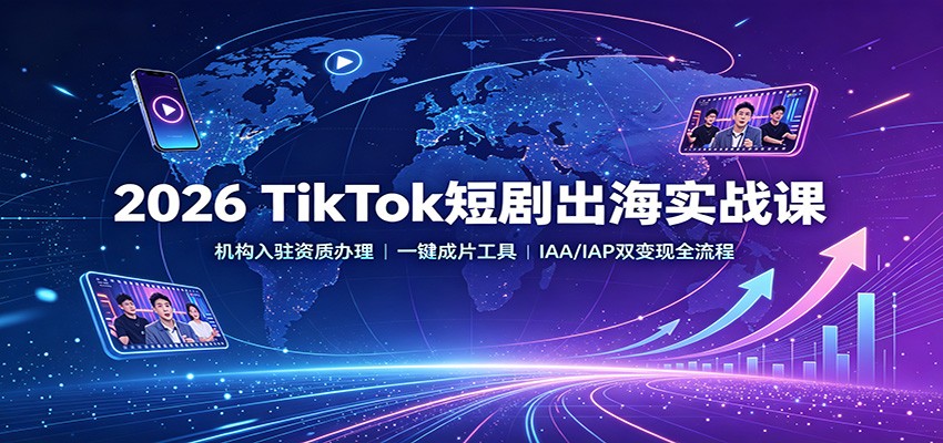 2026 TikTok短剧出海实战课:机构入驻资质办理,一键成片工具,IAA/IAP双变现全流程-驿想项目网