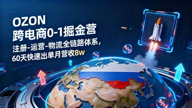 (16277期)OZON跨境电商0-1掘金营:注册-运营-物流全链路体系,60天快速出单月营收8w-驿想项目网