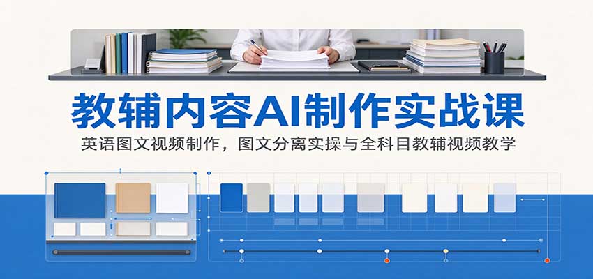 AI制作教辅内容实战课：英语图文视频制作，图文分离实操与全科目教辅视频教学-驿想项目网