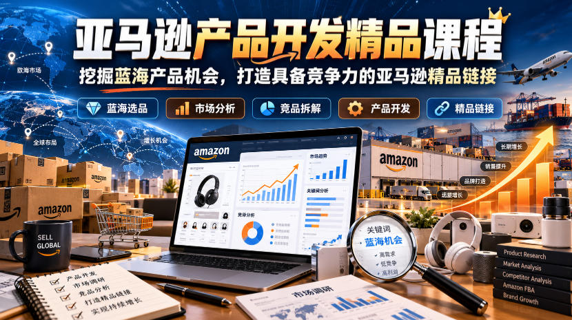 亚马逊产品开发精品课程，挖掘蓝海产品机会，打造具备竞争力的亚马逊精品链接-驿想项目网