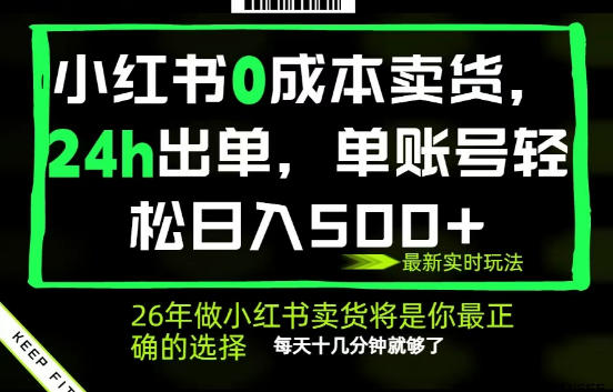 小红书0成本AI卖货，24小时出单，全流程托管，保底日入500+，每天十几分钟就够了【揭秘】-驿想项目网