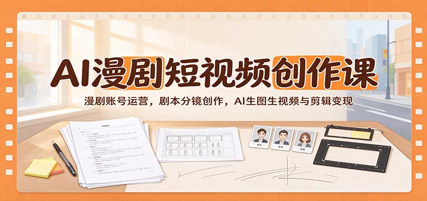AI漫剧短视频创作课：漫剧账号运营，剧本分镜创作，AI生图生视频与剪辑变现-驿想项目网