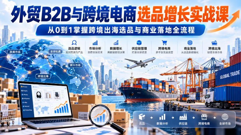 外贸B2B与跨境电商选品增长实战课，从0到1掌握跨境出海选品与商业落地全流程-驿想项目网