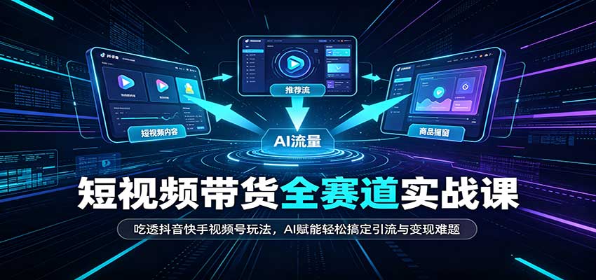 短视频带货全赛道：吃透抖音快手视频号玩法，AI赋能轻松搞定引流与变现难题-驿想项目网