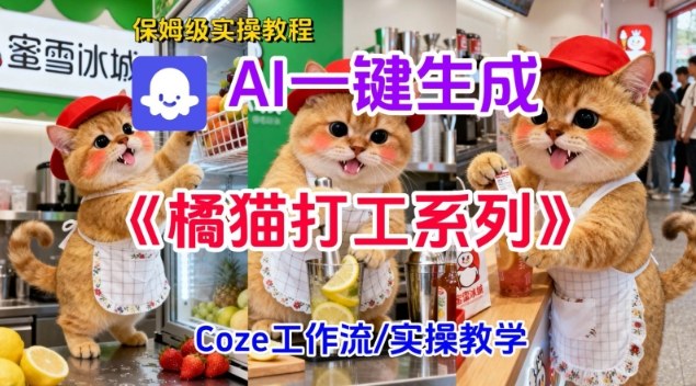 Coze扣子工作流一键生成胖橘猫打工短视频,保姆级实操搭建教学-驿想项目网