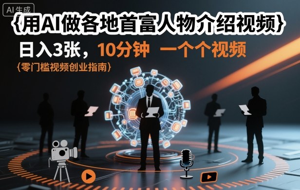 用AI做各地首富人物介绍视频，日入3张，10分钟一个视频-驿想项目网