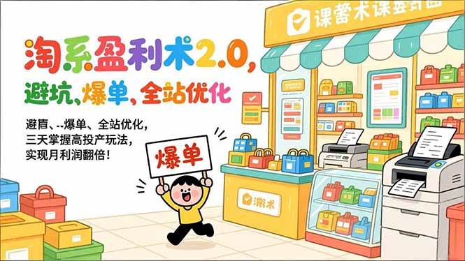 （17127期）淘系盈利术2.0，避坑、爆单、全站优化，三天掌握高投产玩法，实现月利润翻倍！-驿想项目网