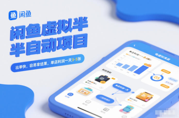 闲鱼虚拟半自动项目，出单快，容易拿结果，单店利润一天3-5张-驿想项目网