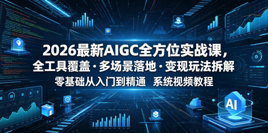 2026最新AIGC全方位实战课,全工具覆盖・多场景落地・变现玩法拆解,零基础从入门到精通系统视频教程-驿想项目网