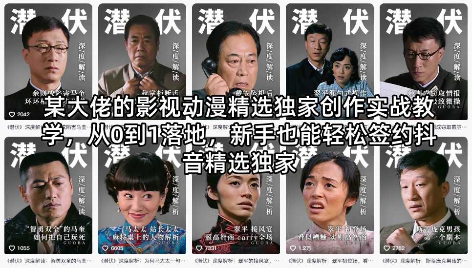 某大佬的影视动漫精选独家创作实战教学，从0到1落地，新手也能轻松签约抖音精选独家-驿想项目网