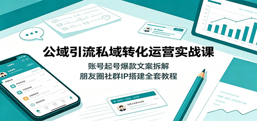 公域引流私域转化运营实战课：账号起号爆款文案拆解，朋友圈社群IP搭建全套教程-驿想项目网