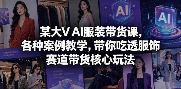 某大V AI服装带货课，各种案例教学，带你吃透服饰赛道带货核心玩法-驿想项目网