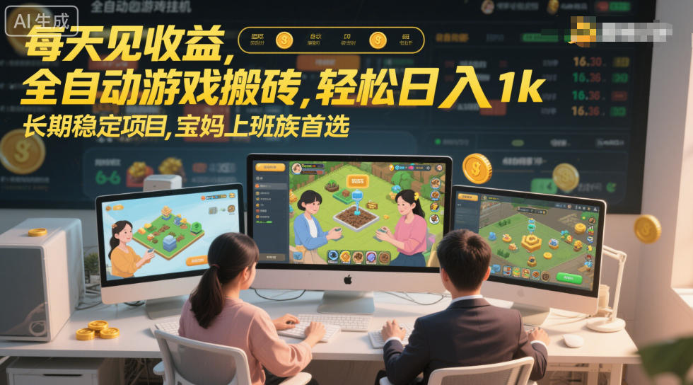 每天见收益，全自动游戏搬砖，轻松日入1k，长期稳定项目，宝妈上班族首选【揭秘】-驿想项目网