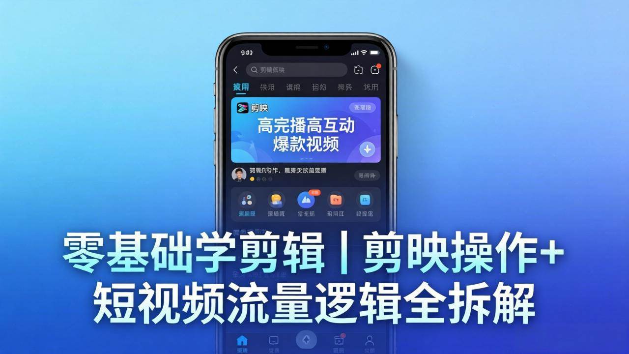 （18117期） 【零基础学剪辑】剪映操作+短视频流量逻辑全拆解｜手把手教你剪出高完播高互动爆款视频-驿想项目网