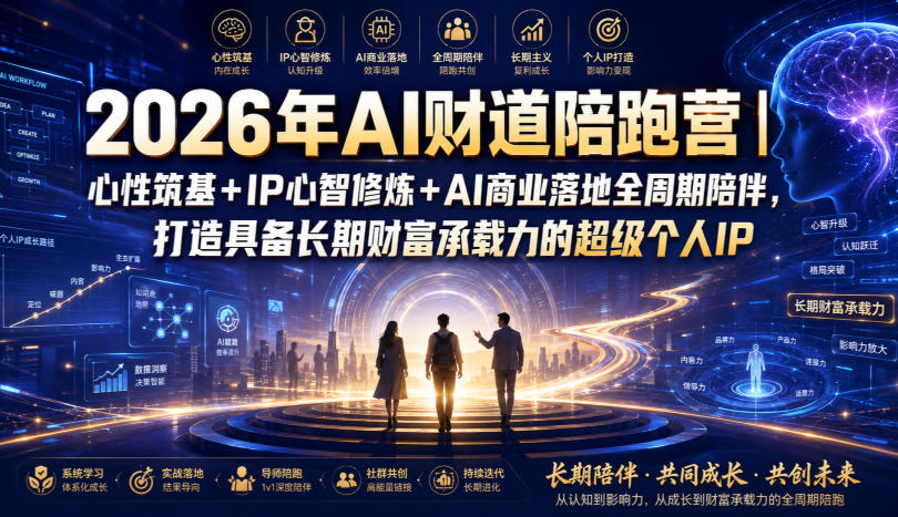 2026年AI财道陪跑营|心性筑基+IP心智修炼+AI商业落地全周期陪伴,打造具备长期财富承载力的超级个人IP-驿想项目网
