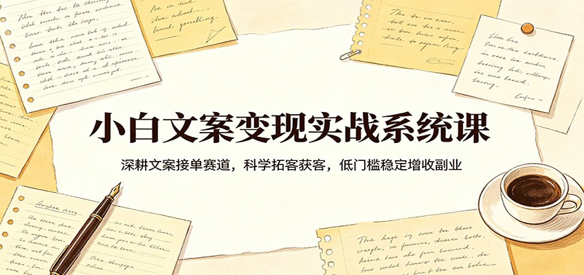 小白文案变现实战系统课：深耕文案接单赛道，科学拓客获客，低门槛稳定增收副业-驿想项目网