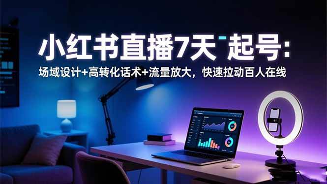 （16537期）小红书直播7天起号：场域设计+高转化话术+流量放大，快速拉动百人在线-驿想项目网