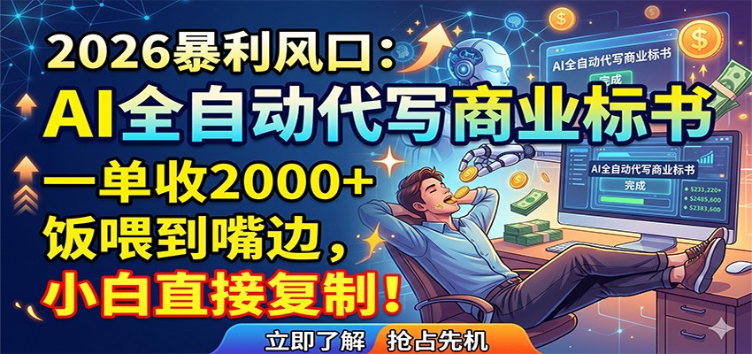 AI全自动代写商业标书，一单收2000+，饭喂到嘴边，小白直接复制-驿想项目网