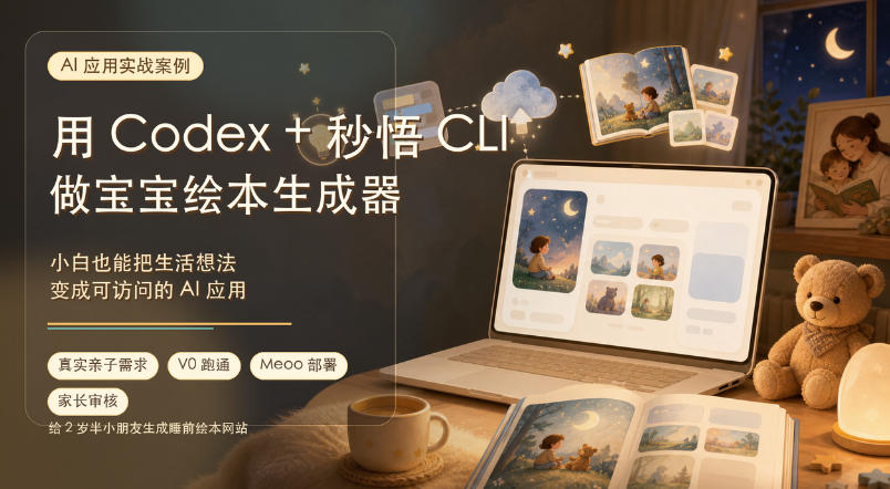 AI应用实战案例，用Codex+秒悟CLl做宝宝绘本生成器，小白也能把生活想法变成可访问的AI应用-驿想项目网