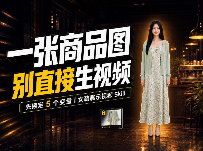 女装AI视频总翻车？问题不在提示词，女装展示视频Skill先锁定5个变量！-驿想项目网