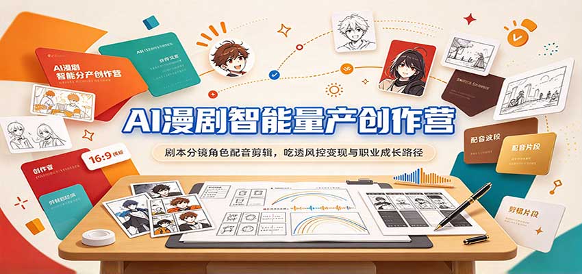 AI漫剧智能量产创作营:剧本分镜角色配音剪辑,吃透风控变现与职业成长路径-驿想项目网
