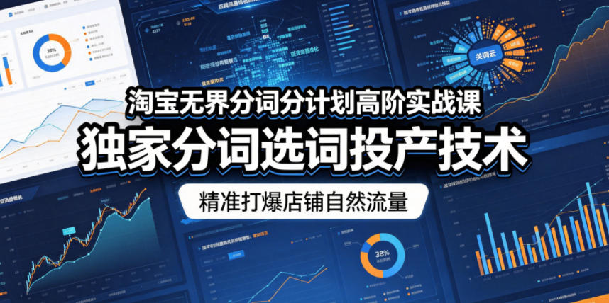 淘宝无界分词分计划高阶实战课，独家分词选词投产技术，精准打爆店铺自然流量-驿想项目网