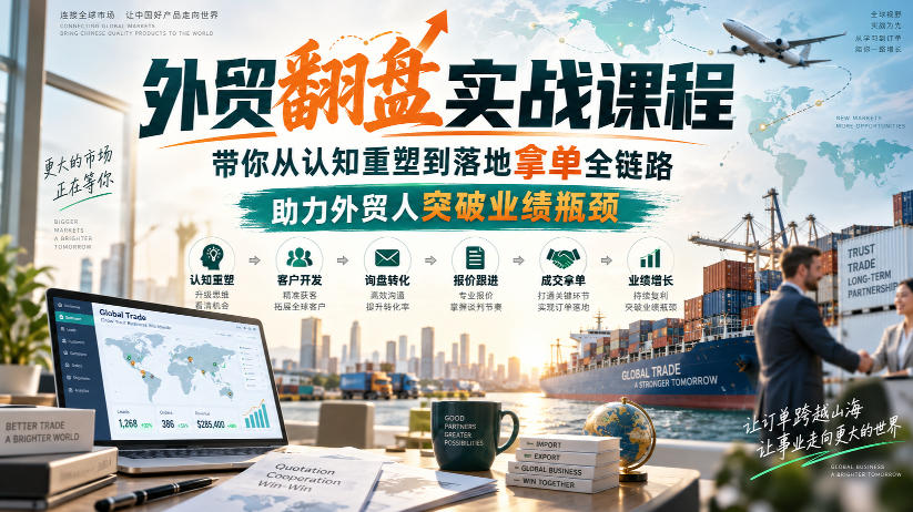 外贸翻盘实战课程，带你从认知重塑到落地拿单全链路，助力外贸人突破业绩瓶颈-驿想项目网