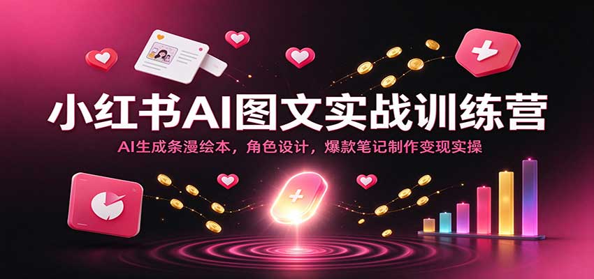 小红书AI图文实战训练营：AI生成条漫绘本，角色设计，爆款笔记制作变现实操-驿想项目网