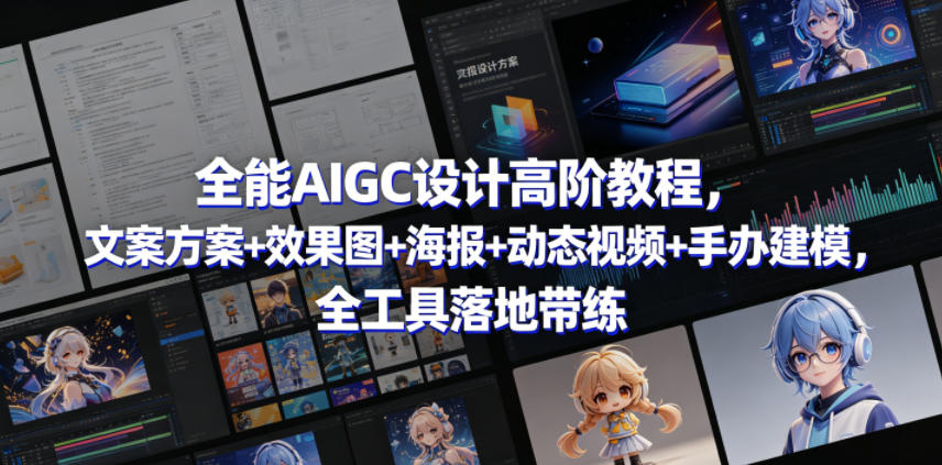 全能AIGC设计高阶教程，文案方案+效果图+海报+动态视频+手办建模，全工具落地带练-驿想项目网