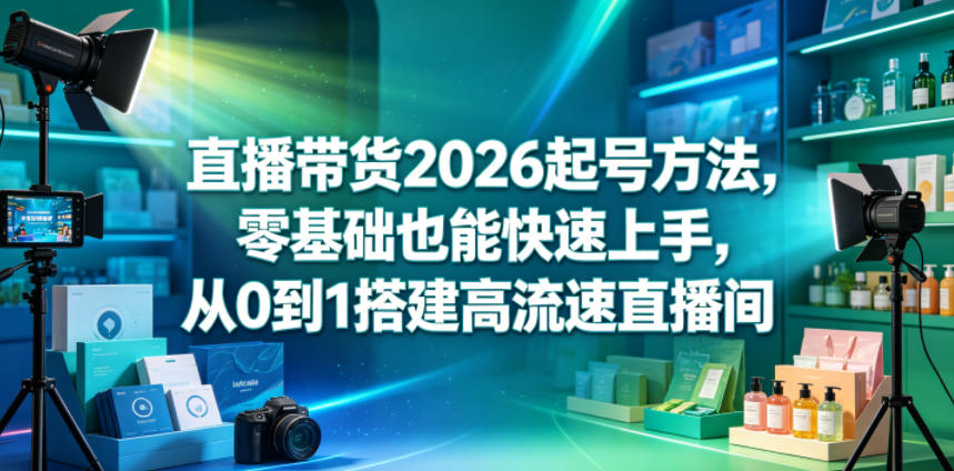 直播带货2026起号方法，零基础也能快速上手，从0到1搭建高流速直播间-驿想项目网