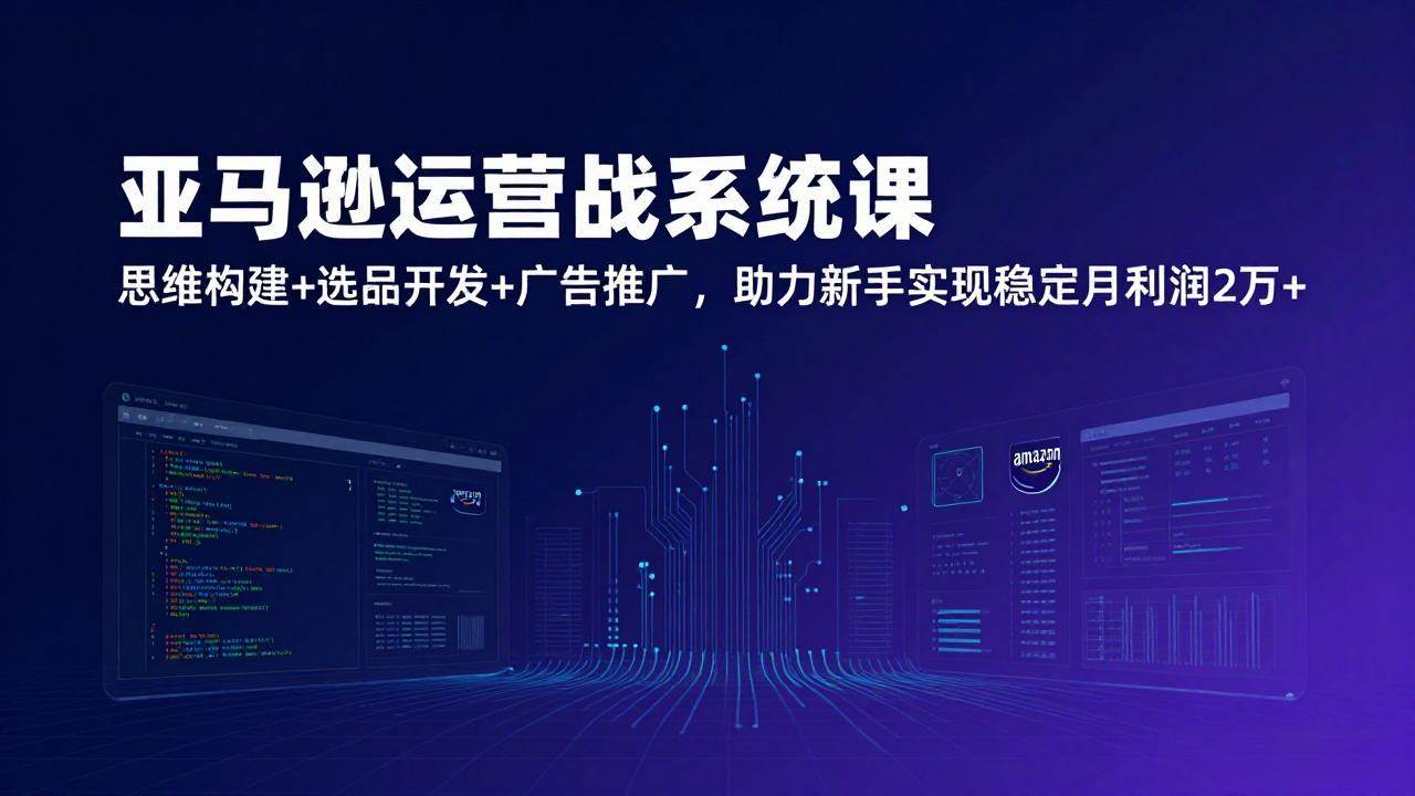 （17311期）亚马逊运营实战系统课，思维构建+选品开发+广告推广，助力新手实现稳定月利润2万+（更新）-驿想项目网