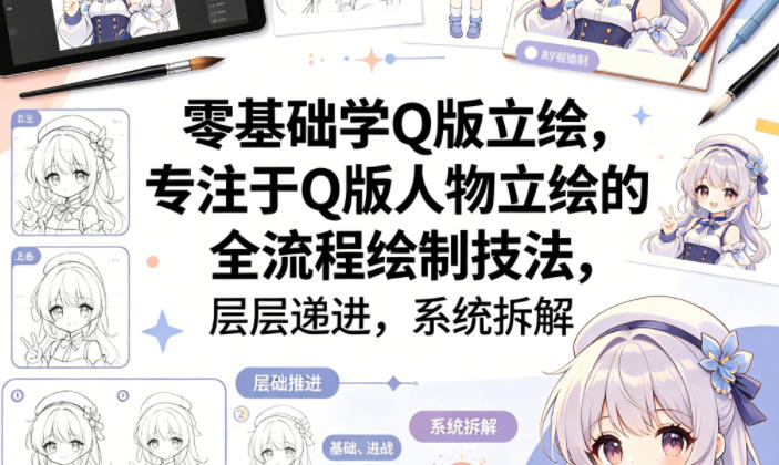 零基础学Q版立绘，专注于Q版人物立绘的全流程绘制技法，层层递进，系统拆解-驿想项目网