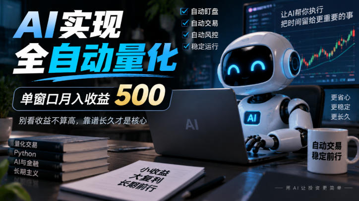 AI实现全自动量化，单窗口月入收益500，别看收益不算高，靠谱长久才是核心【揭秘】-驿想项目网