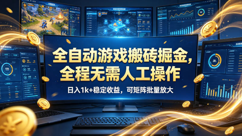 全自动游戏搬砖掘金，全程无需人工操作，日入1k+稳定收益，可矩阵批量放大【揭秘】-驿想项目网