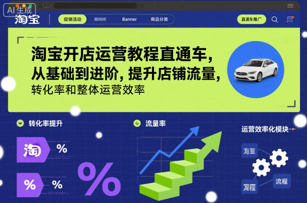 淘宝开店运营教程直通车，从基础到进阶，提升店铺流量，转化率和整体运营效率（更新26年05月27日）-驿想项目网