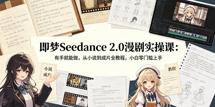 即梦Seedance 2.0漫剧实操课：有手就能做，从小说到成片全教程，小白零门槛上手-驿想项目网