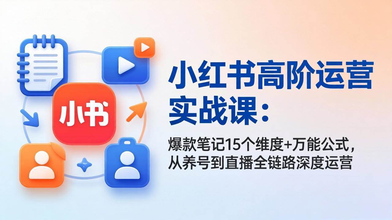 （17844期）小红书高阶运营实战课：爆款笔记15个维度+万能公式，从养号到直播全链路深度运营-驿想项目网