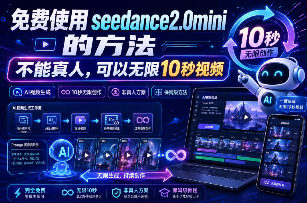免费使用seedance2.0mini的方法，不能真人，可以无限10秒视频，9图+3音频参考-驿想项目网