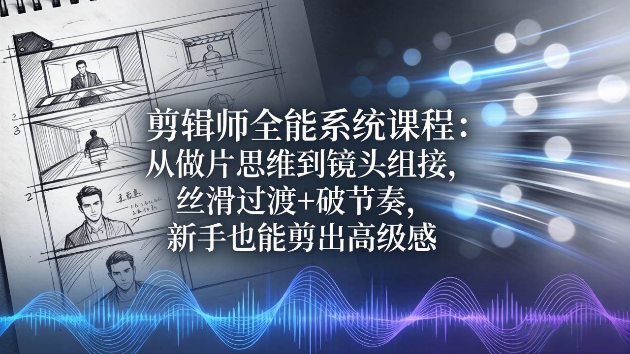 （18260期）剪辑师全能系统课程：从做片思维到镜头组接，丝滑过渡+破节奏，新手也能剪出高级感-驿想项目网
