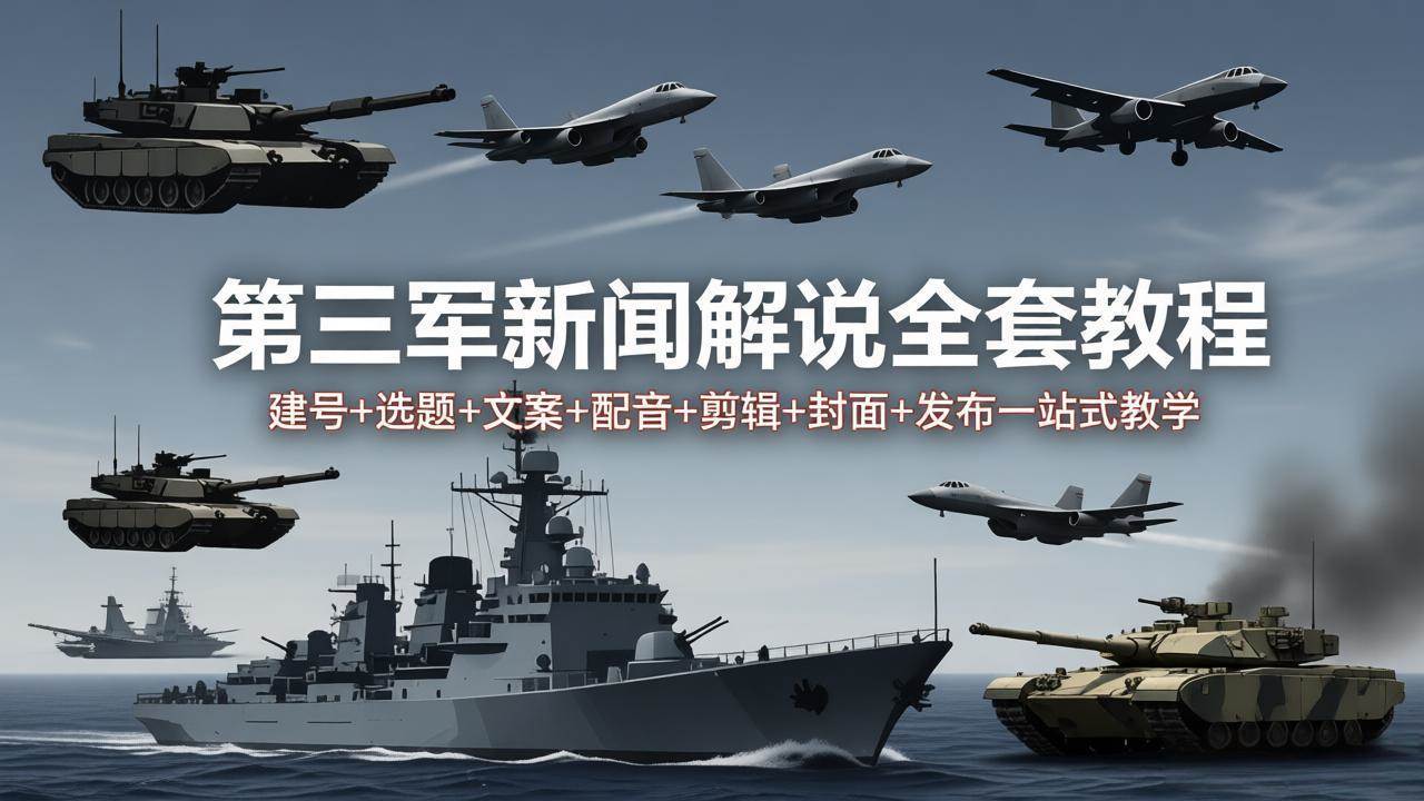 （18081期）第三军迷新闻解说全套教程：建号+选题+文案+配音+剪辑+封面+发布一站式教学-驿想项目网