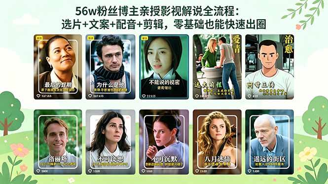 （18579期）56万粉丝博主亲授影视解说全流程：选片+文案+配音+剪辑，零基础也能快速出圈-驿想项目网