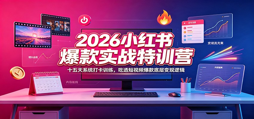 2026小红书爆款实战特训营：十五天系统打卡训练，吃透短视频爆款底层变现逻辑-驿想项目网