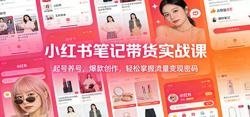 小红书笔记带货实战课：起号养号，爆款创作，轻松掌握流量变现密码-驿想项目网